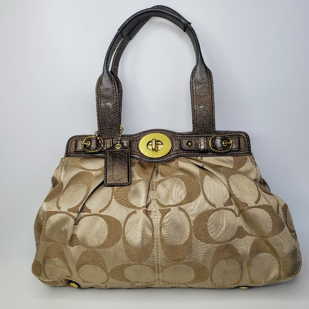 Coach Signature Pleated Garnet Handbag 13906